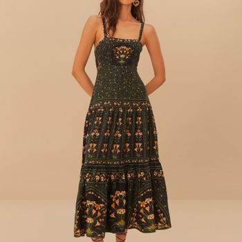 Farm Rio Flowers Arch Linen-Blend Maxi Dress - XL