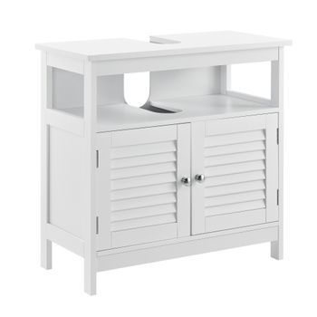 [en.casa] Mueble Para Debajo De Lavabo Con 2 Puertas Y Con Estante – 60x60x30cm – Blanco