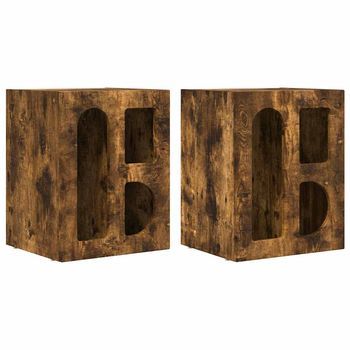 Pack 2 Uds Mesita De Noche | Armario De Noche | Mesa De Noche Roble Ahumado 40 X 35 X 50 Cm