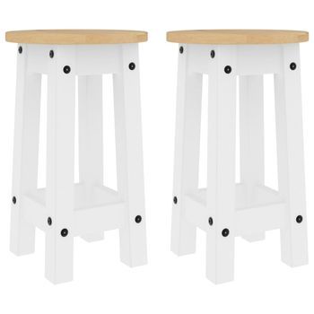 Taburetes Altos De Cocina 2 Uds Madera Maciza De Pino Blanco Vidaxl
