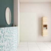 aica panel angular de pared para ducha en aluminio marfil 80x90x210cm revestimiento de paredes