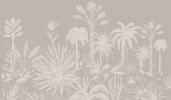 Papel pintado panorámico selva tropical, beige 340 x 250cm