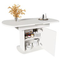 mesa de comedor extensible ovalada de 110130 x 70 x 75 cm con espacio de almacenamiento color blanco y dorado
