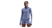 camiseta 1 4 zip nike tempo swoosh run azul  mujer