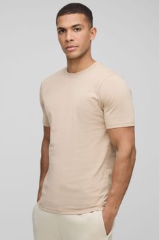 Camiseta Básica Ajustada, Beige