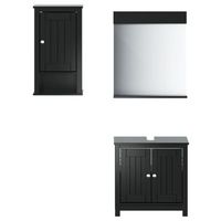 juego de muebles de bano berg 3 pzas madera maciza pino negro vidaxl