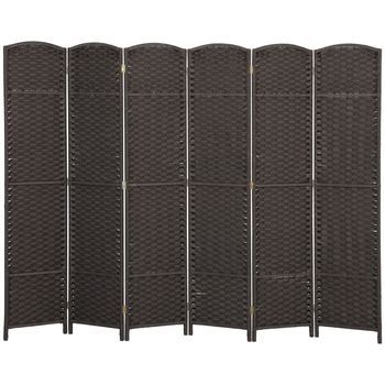 Biombo Separador Plegable De 6 Paneles Para Salón, Marrón