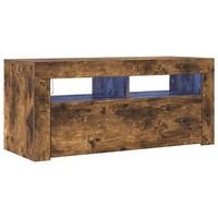 mueble de tv con luces led roble ahumado 90x35x40 cm vidaxl