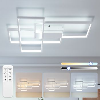 Aigostar- 38W 4400LM Plafón LED Rectangular, Lámpara de Techo Modernas Blanco, 2700-6500K Regulable Con Mando a Distancia, Temporizador de 60S, Modo de luz nocturna, para Dormitorio, Salon, Cocina