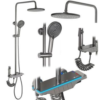 Conjunto De Ducha Rea Savio Led Titanio