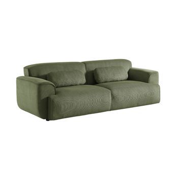 Sofá De Terciopelo Pana Fina, 3 Plazas, Verde
