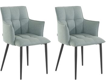 Juego de 2 sillas de comedor tapizadas en tejido verde menta