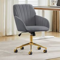 silla de oficina giratoria - mueble para dormitorio - terciopelo - gris 62x60x97cm