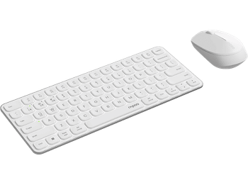 Pack Teclado + Ratón - Rapoo 9010M, Inalámbrica, Bluetooth, 2400 DPI, Diseño ultrafino, Alcance 10m, Blanco