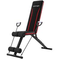 sportnow banco de musculacion plegable con respaldo ajustable 7 niveles extension de pierna bandas para casa gimnasio negro