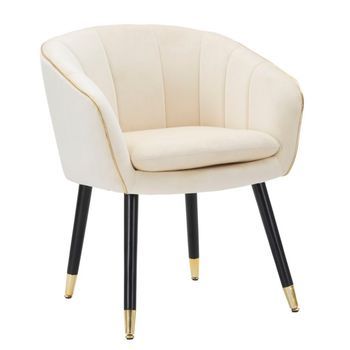 Sillón De Tela Beige Con Acabados Dorados Cm 62x58x78