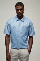 camisa oversize de ante sintetico estilo antiguo azul