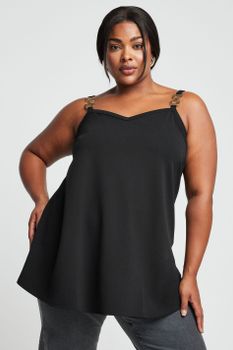 Limited Collection Top Negro Tirantes Con Cadena, Mujer Curvy Y Tallas Grandes, Limited Collection