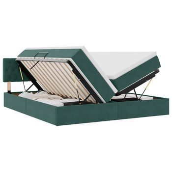 Cama Con Almacenamiento Con Cabecera 2 Uds. Verde Oscuro Vidaxl