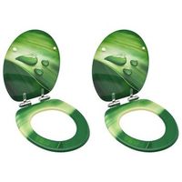 asiento wc tapa cierre suave 2 uds mdf verde diseno gota agua vidaxl