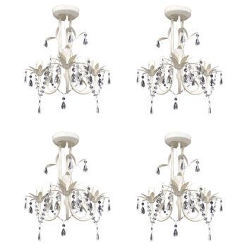 Lámparas De Araña De Cristal 4 Unidades Blanco Elegante Vidaxl