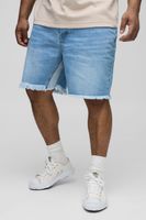 pantalon corto plus vaquero holgado roto con refuerzos gris