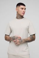 camiseta tall basica con cuello de caja beige