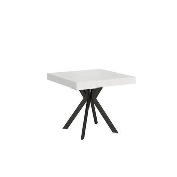 Mesa Extensible 90x90/194 Cm Dolcezza Fresno Blanco Patas Antracita