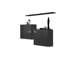 conjunto de muebles de salon switch sbi diseno color gris brillante y estanteria negra