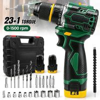 taladro electrico sin escobillas de 10 mm atornillador de impacto de doble velocidad 353 niveles de par herramienta electrica inalambrica taladro portatil para usar con las manos incluye 2