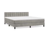 cama box spring con colchon terciopelo gris claro 160x200 cm botones