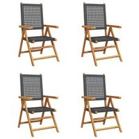 pack 4 uds sillas de jardin  silla de exterior  sillon reclinables ratan pe madera maciza negro