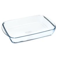 fuente rectangular con asas vidrio 35x23x6 cm