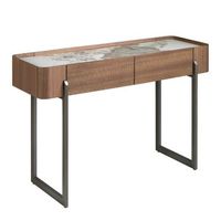 consola marmol porcelanico nogal 120x40x76