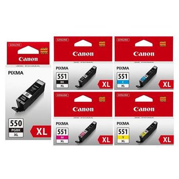 Original Multipack Canon Pixma MG5540 Printer Ink Cartridges (5 Pack) -6431B001AA, PGI-550PGBKXL