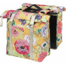 Basil Alforjas Bloom Field Mik 35l Impermeable Poliester Amarillo Flores C/reflectantes (30x15x33cm)