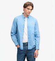 superdry para hombre m4011194a camisa garment dyed azul xl casual algodon manga larga
