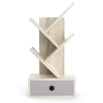Costway Estantería de Árbol de 5 Niveles con Cajón de Utilidades Pequeño Soporte de Almacenamiento para Libros 30 x 17,5 x 60 cm
