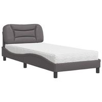 cama con colchon hvar cuero sintetico gris 90x200 cm vidaxl