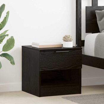 Mueble Cama - Mesita De Noche - Madera De Ingeniería - Roble Negro (40x39x40cm)