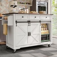 isla de cocina con ruedas mesa extensible puertas correderas y 3 cajones 140 cm