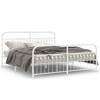 estructura de cama con cabecero estribo metal blanco 183x203 cm
