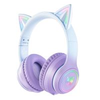 auriculares onikuma b90 inalambricos bluetooth 50 gaming con iluminacion rgb azulpurpura