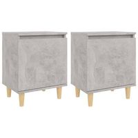 mesitas de noche 2 uds patas madera gris hormigon 40x30x50 cm vidaxl