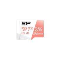 tarjeta microsdxc silicon power superior 256gb uhs-i 100mbs u3 v30 a1 rojo blanco
