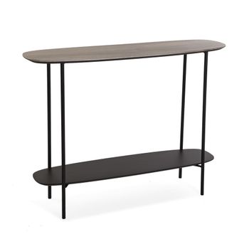 Consola de entrada en aglomerado efecto madera y metal marrón y negro