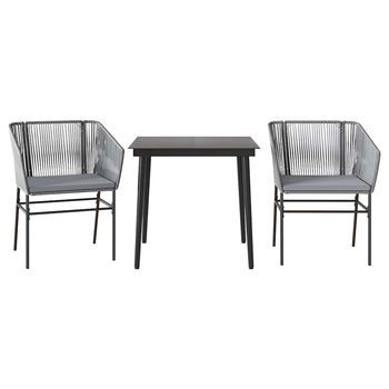 Juego Comedor Jardín 3 Pzas Cojines Ratán Sintético Vidrio Gris Cfw203235