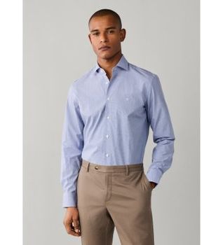 Hackett London para hombre. HM3010762 Camisa City Gingham azul (L), Casual, Algodón, Clásico, Manga larga, Marino