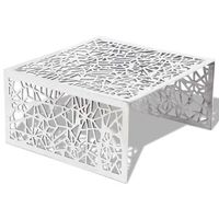mesa de cafe - mesa de centro con diseno geometrico calado aluminio plateado