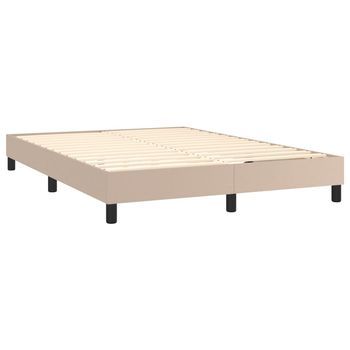 Vidaxl Cama Ramsäng (con Colchón, Iluminación Led) 140x190 Cm, Material De Cuero Artificial Café Capuchino